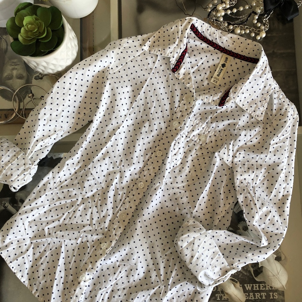 Polka Dot Button Down Blouse